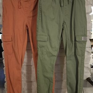 Girls Green and Orange Cargo Pants